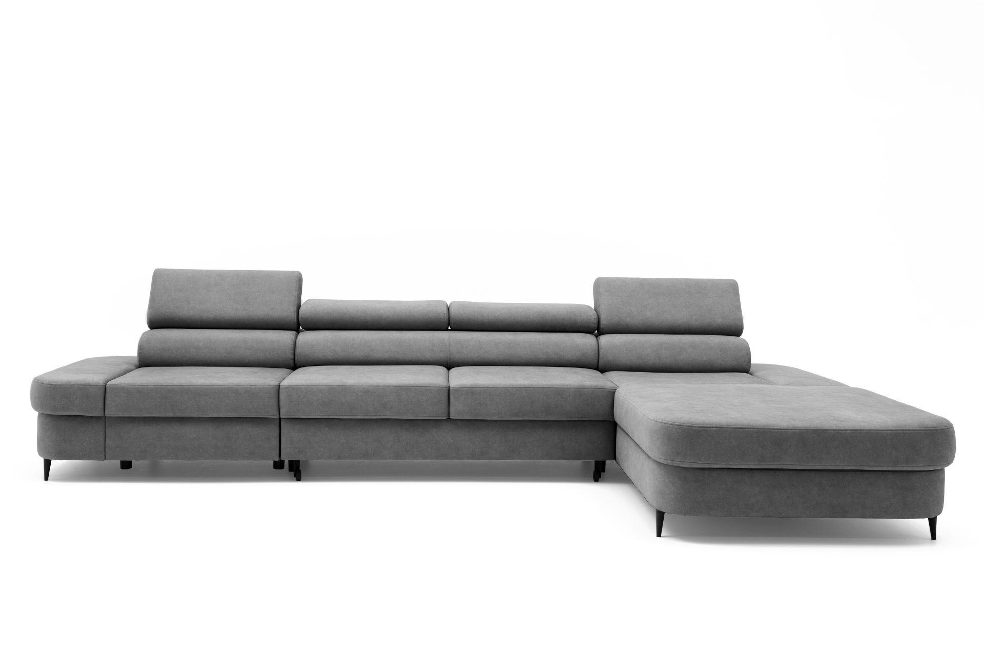 ECKSOFA JAZZ MAXI Rechts mit Schlaffunktion 125x195 Velours Dunkelgrau - Dunkelgrau/Schwarz, Holz/Textil (203/350cm) - Muffo