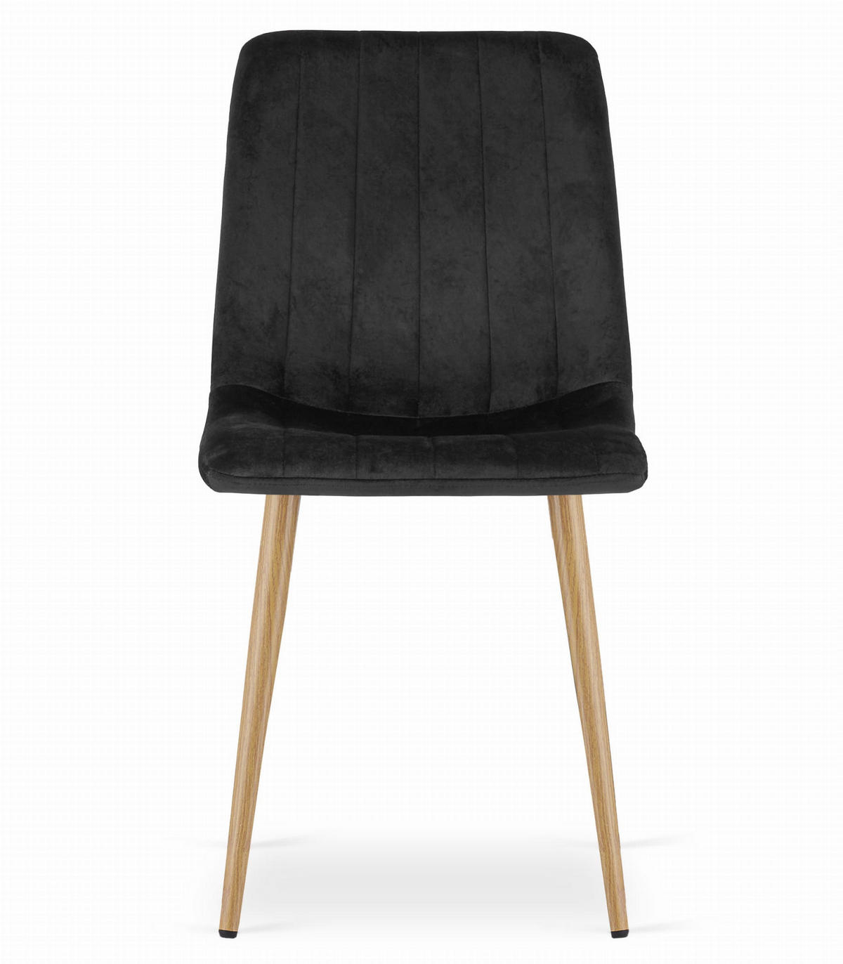 STUHL ORSARA 4-er Set, Schwarz, Metallbeine in Holzfarbe, mit Samtstoff gepolstert - Schwarz, Textil/Metall (43/90/51cm) - Komodee