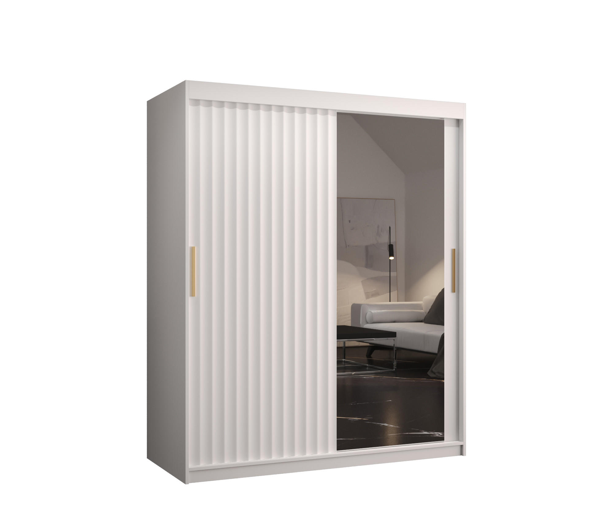 Abiks Möbel Schwebetürenschrank Weiß 150x200x62 cm