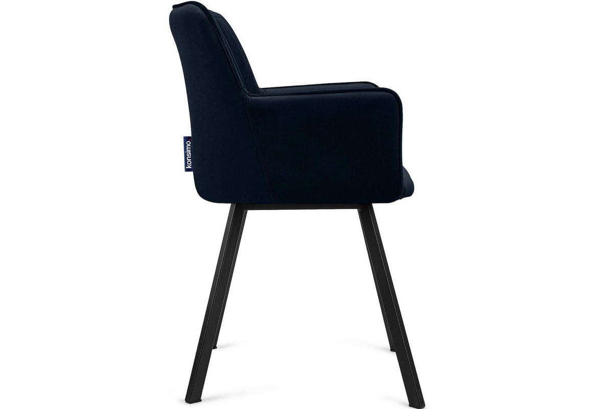 ESSZIMMERSTUHLE PYRUS 2-tlg Velours-Sitz, Dunkelblau/schwarz - Schwarz/Dunkelblau, Textil/Metall (56/84/46cm) - KONSIMO®