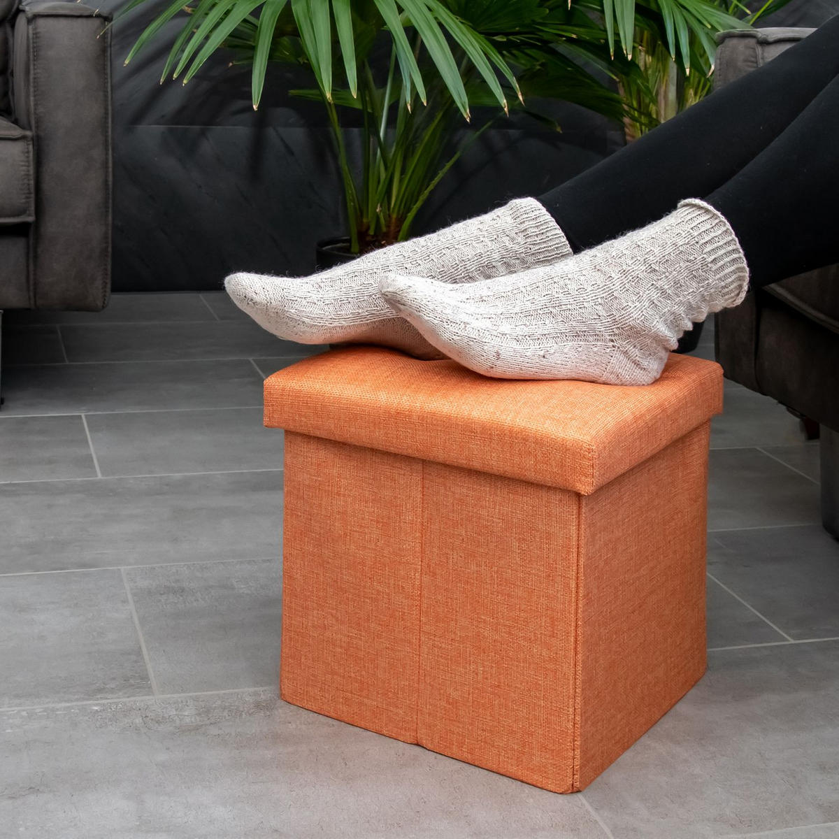 SITZBOX Faltbar 30/30/30 cm (Orange) - Orange, Textil (30/30/30cm) - Intirilife