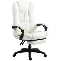 VERSTELLBARER Drehstuhl mit Fußstütze, Kopfstütze, Massagefunktion, Cremeweiß - Creme/Schwarz, Kunststoff (68.5/121/68.5cm) - Vinsetto