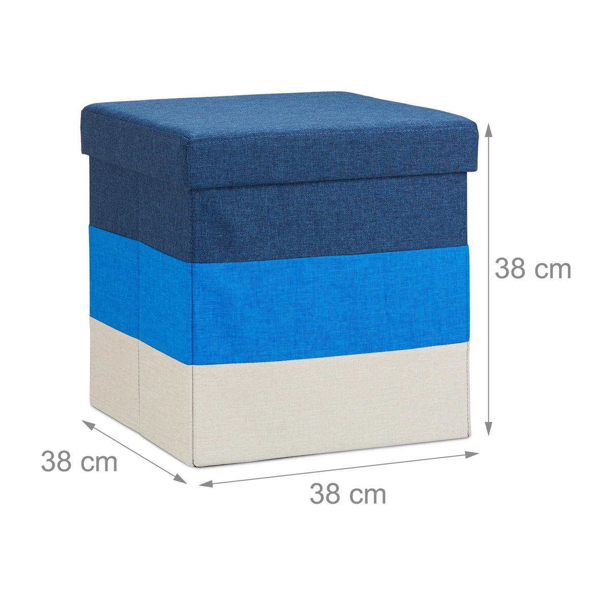 HOCKER - Multicolor, Holzwerkstoff/Textil (38/38/38cm) - Relaxdays