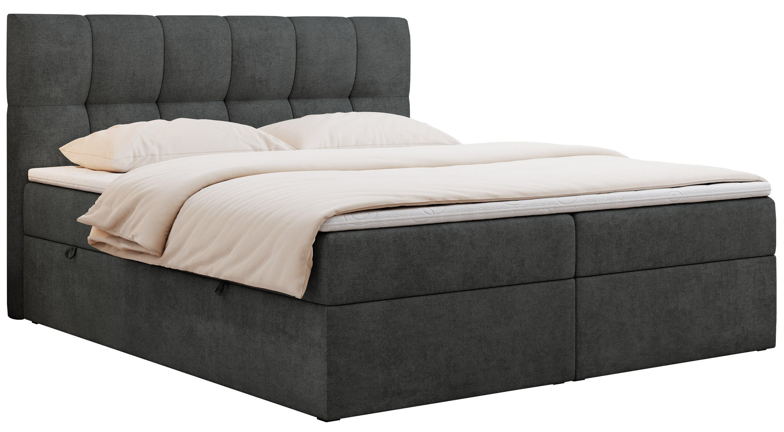 BOXBETT RICO 160/200 Dunkelgrau Struktur - H3 - Dunkelgrau, Holz/Textil (160/200cm) - MKS