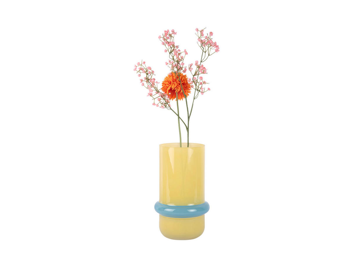 VASE Animado Anillo Medium - Gelb - 22 cm - Gelb, Glas (13.5/22cm) - Present Time