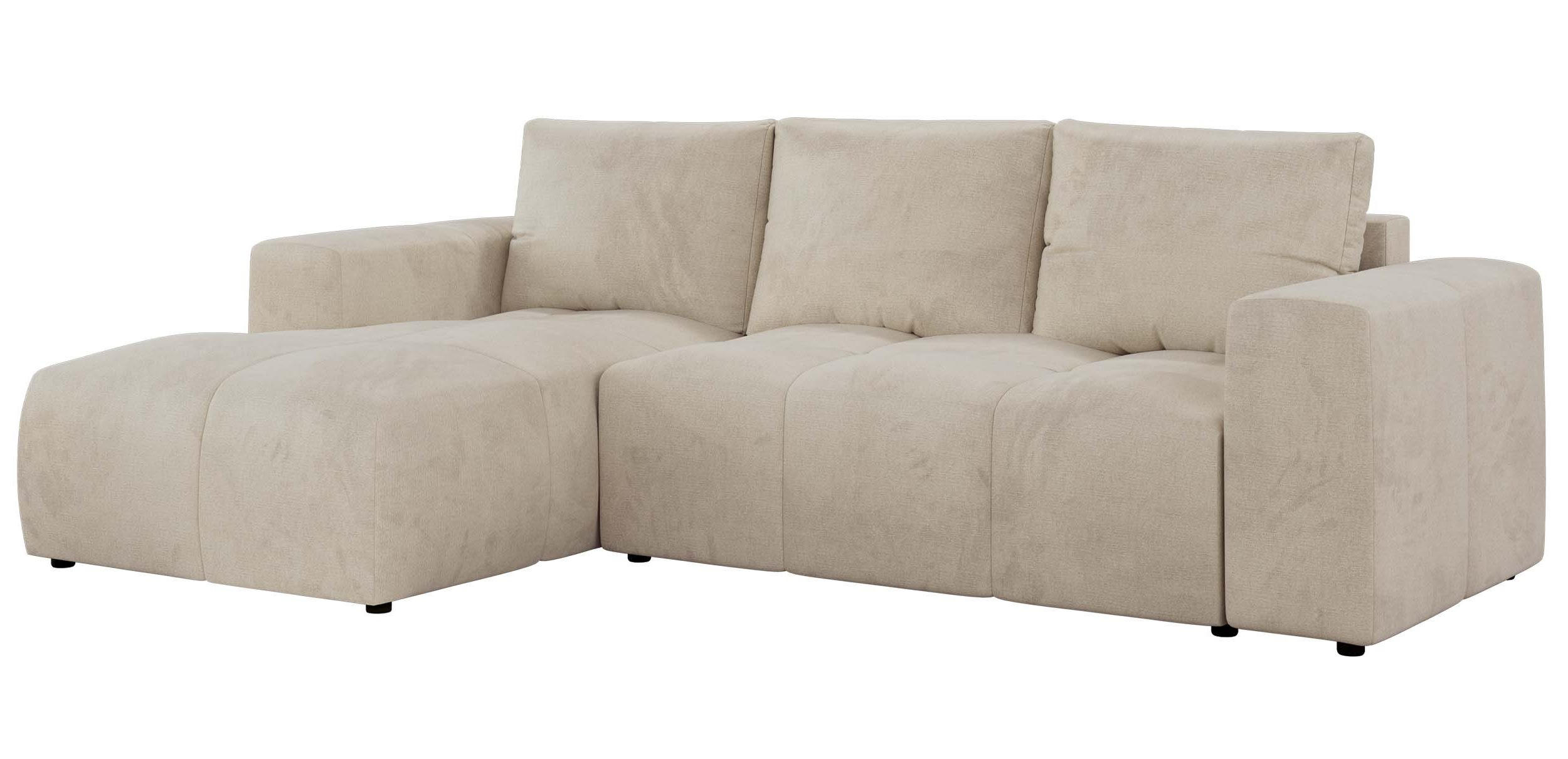 ECKSOFA MONIVA Beige Velvet - Links - Beige/Schwarz, Textil (164/266cm) - MKS