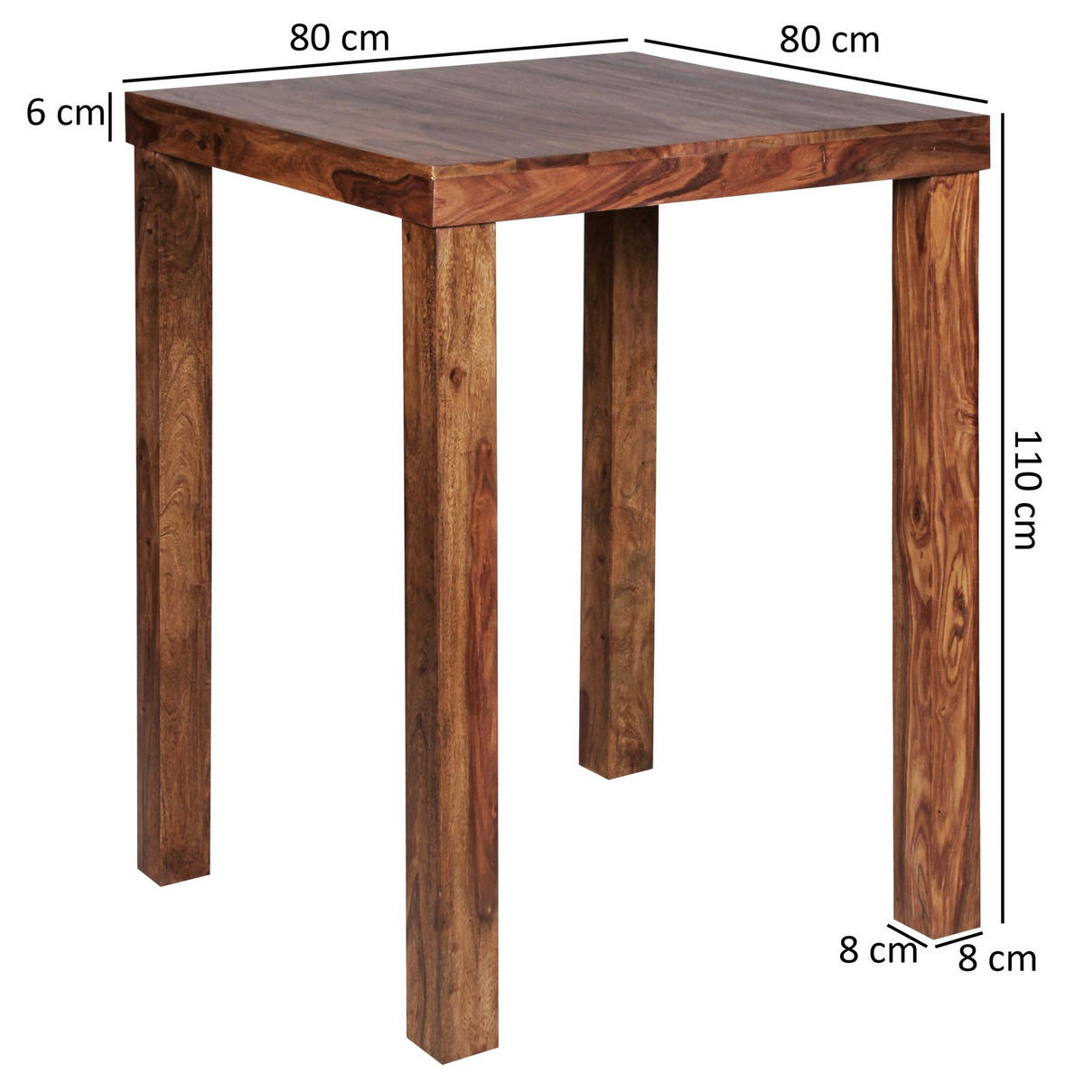 BARTISCH – Massivholz, 80x80x110 cm, dunkelbraun, Landhaus-Stil - Dunkelbraun/Braun, Holz (80/80/110cm) - KADIMA DESIGN