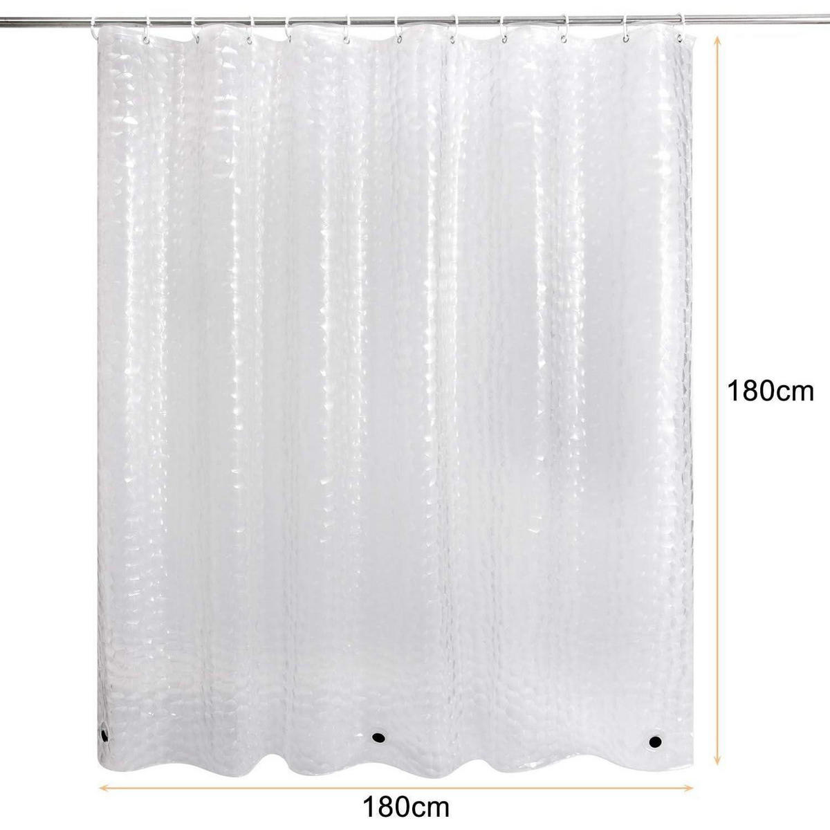 DUSCHVORHANG Kubisch Transparent 180 x 180 cm - Transparent, Kunststoff (180/180cm)