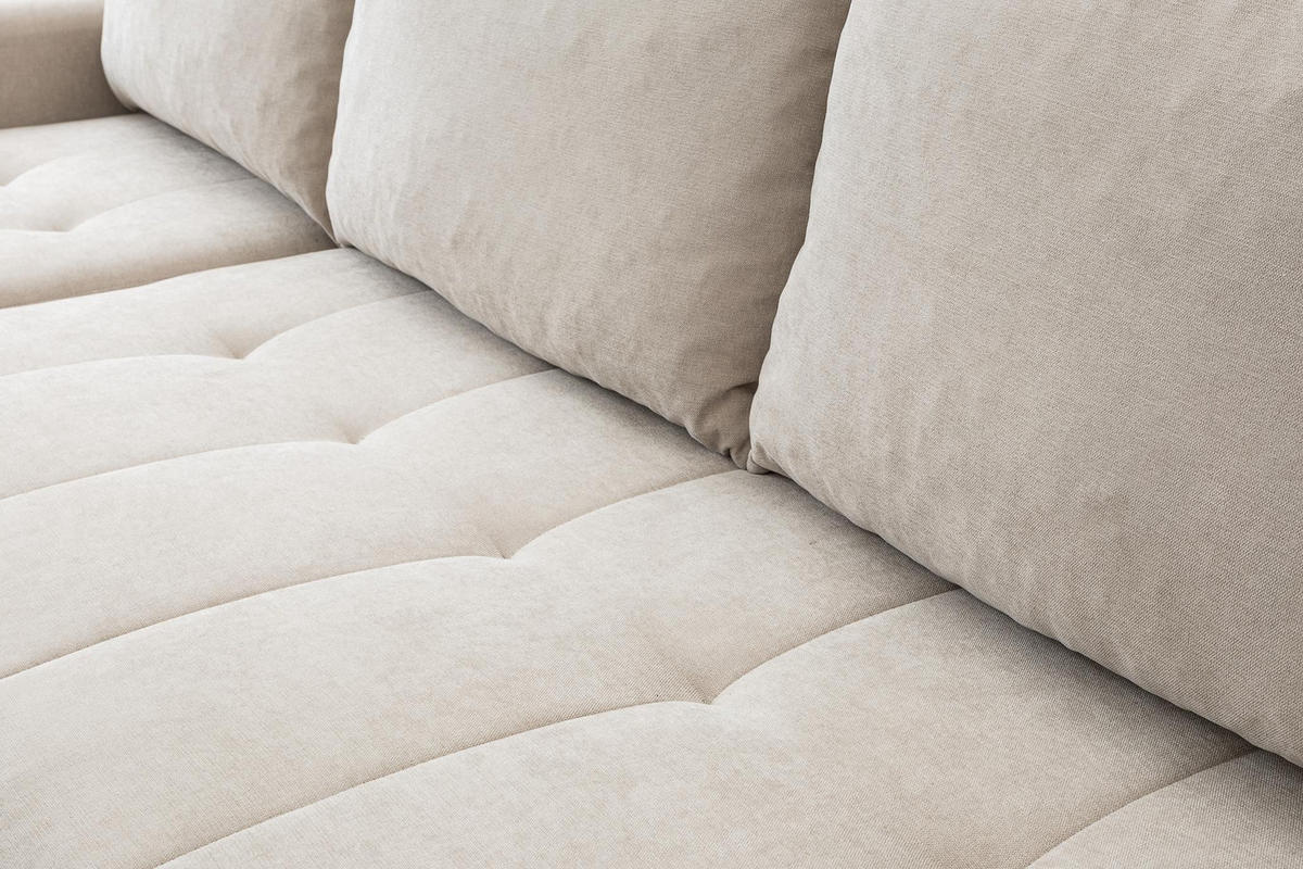 ECKSOFA Sprento Beige, in Chenille-Stoff, mit Schlaffunktion und Bettzeugfach - Beige, Holzwerkstoff/Textil (230/149cm) - Bettso