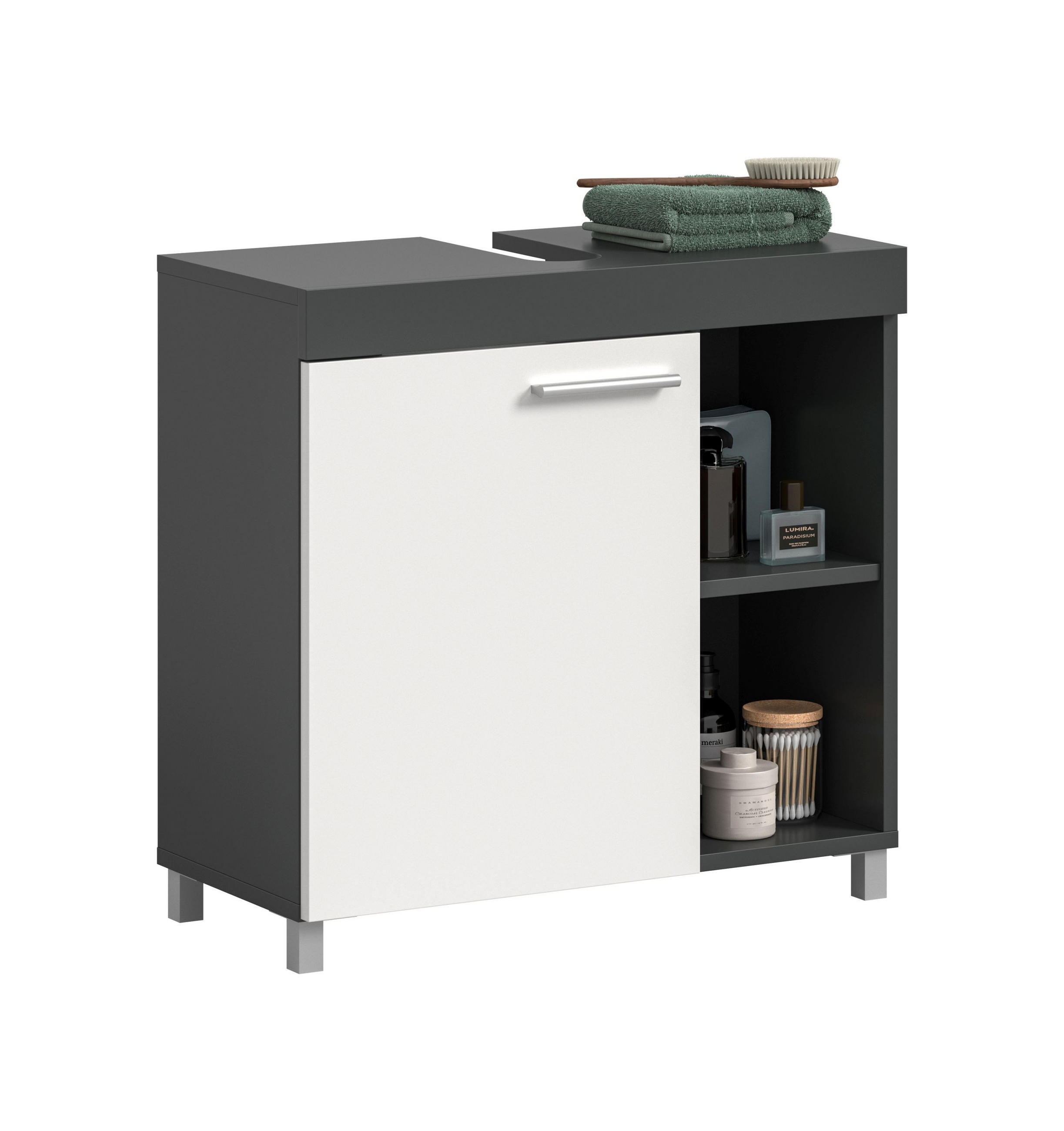 WASCHBECKENUNTERSCHRANK Noah weiß 65/31/63 cm - Anthrazit, Holzwerkstoff (65/63/31cm) - Xonox