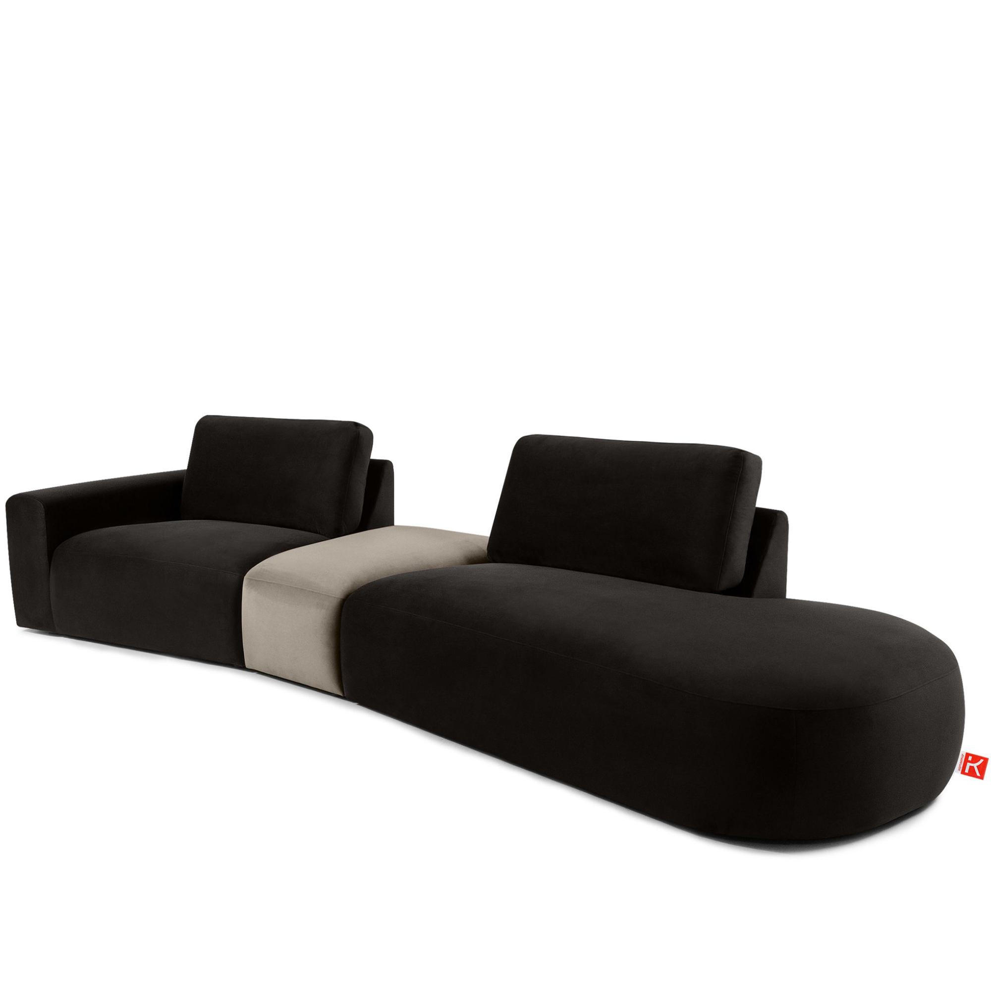 4-SITZER ECKSOFA ZUCCO Velour rechts, Braun - Braun, Textil (350/84/105cm) - KONSIMO®