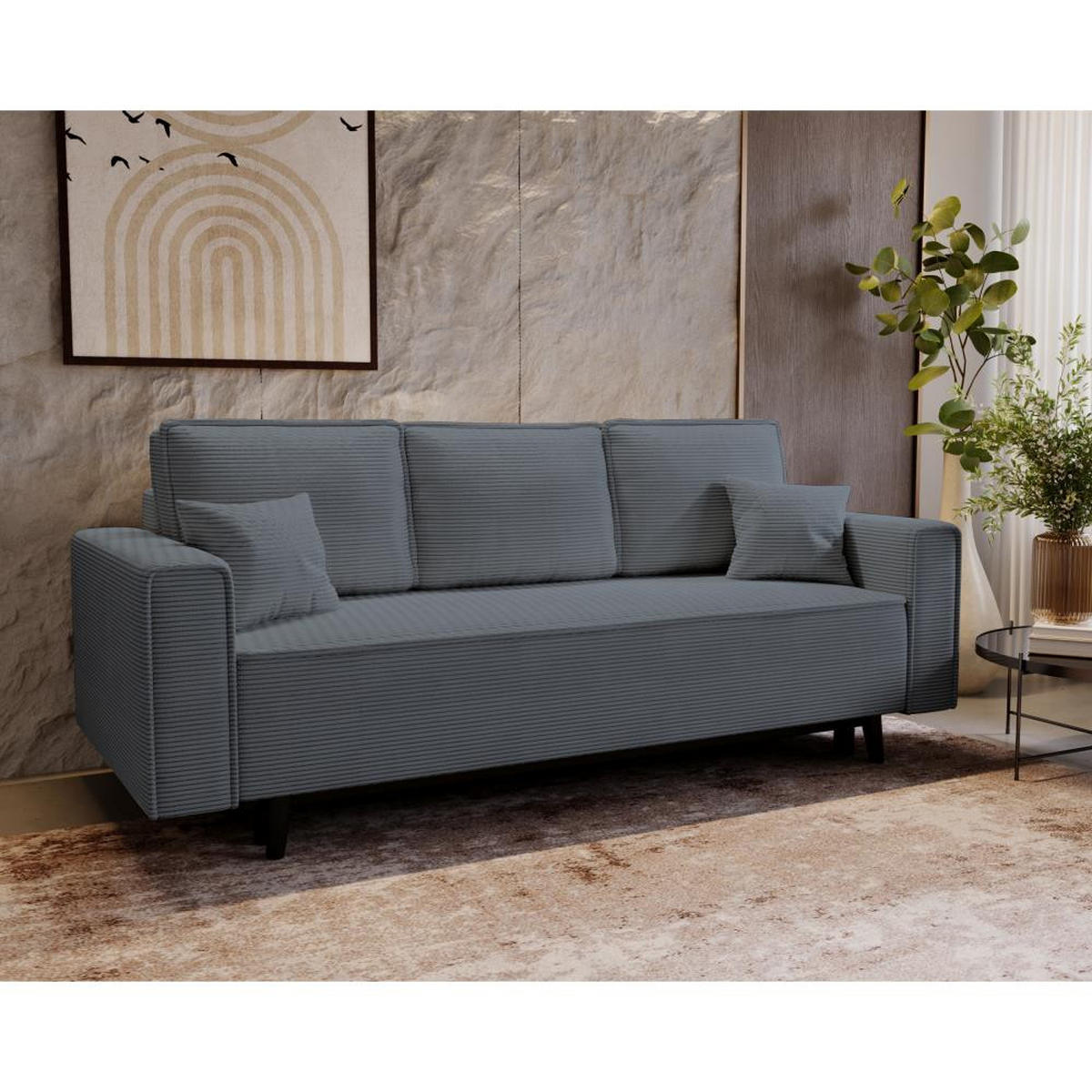 3-SITZER SOFA Monte mit Schlaffunktion grun - Grau, Textil (225/73/95cm) - Beautysofa