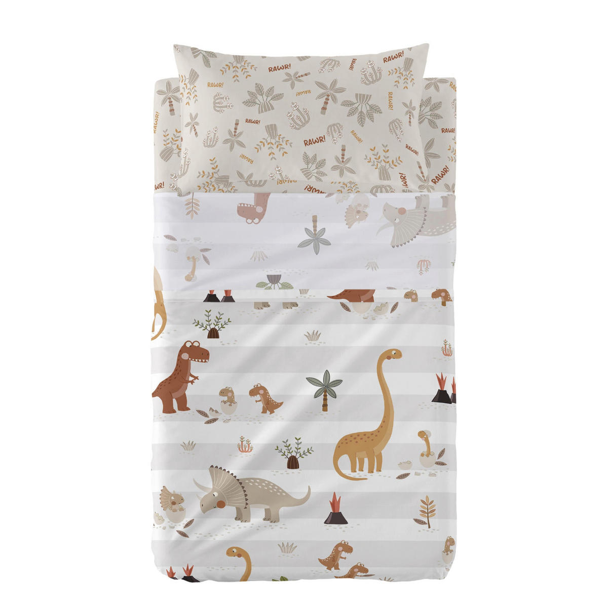 BETTWÄSCHE 2er-Set teiliges dino family 100x130 cm (kinderbett) mehrfarbig - Multicolor, Textil (100/130cm) - Happy Friday