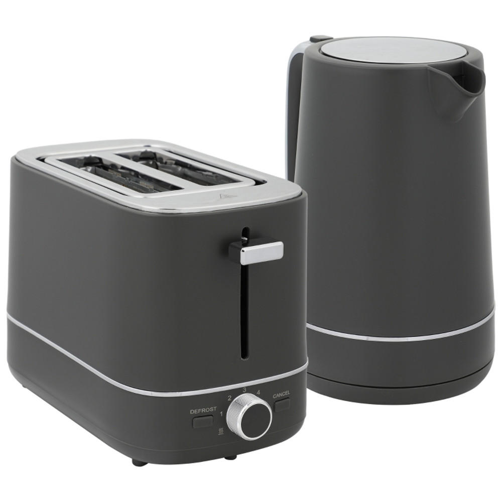 WASSERKOCHER-TOASTER SET, 1,7 L Kapazität, 6 Bräunungsstufen, Grau - Grau, Kunststoff (16/24.3/21.2cm) - Rolipo