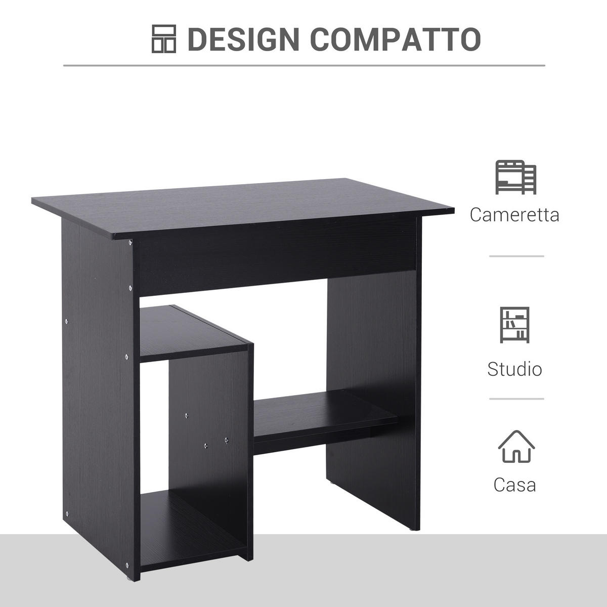 BÜROTISCH Schwarz 1 Stück - Schwarz, Holzwerkstoff (45/80/75cm) - GiPP