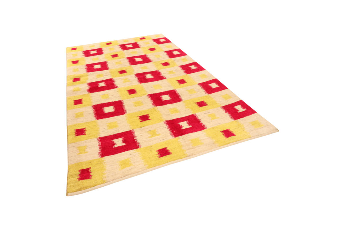 GABBEH-TEPPICH handgeknüpft Rizbaf Gelb 207/144 cm Schurwolle - Gelb, Textil (144/207cm) - Looma