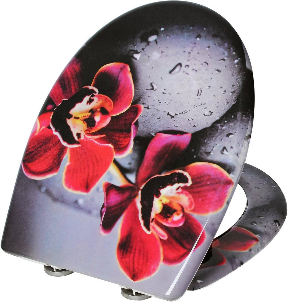 WC SITZ mit Absenkautomatik Motiv,175 kg belastbar,Duroplast - Rot/Schwarz, Kunststoff (37/2.51/45cm) - Woltu