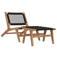 SONNENLIEGE mit Fußablage Massivholz Teak und Seil - Braun, Holz (60/65/89.5cm) - furnicato