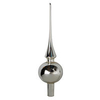 BAUMSPITZE Uni-Design Glanz Silberfarbig 26cm (Glas / 1 Stk.) - Silberfarben, Glas (26cm) - Krebs Glas Lauscha