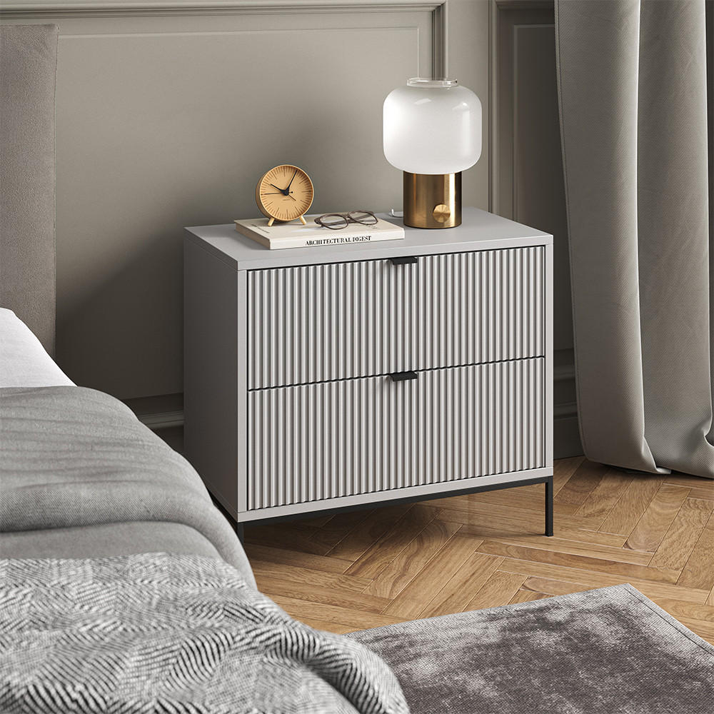 NACHTTISCH Eliza Grau 66 x 60 cm - Grau, Holzwerkstoff (66/60/36cm) - Vicco