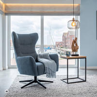OHRENSESSEL Marconia blau drehbar - Blau/Schwarz, Textil/Metall (75/109/80cm) - Mr. Deko