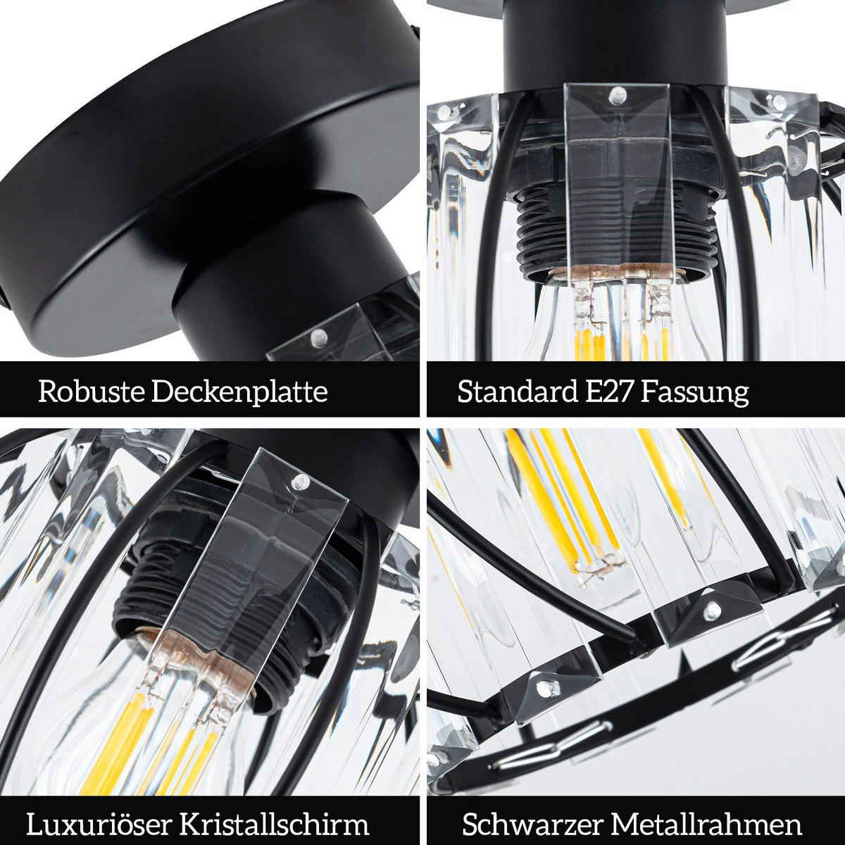 LED-DECKENLEUCHTE Tyrris 15/16/15 cm - Schwarz, Metall (16/15/15cm) - ZMH