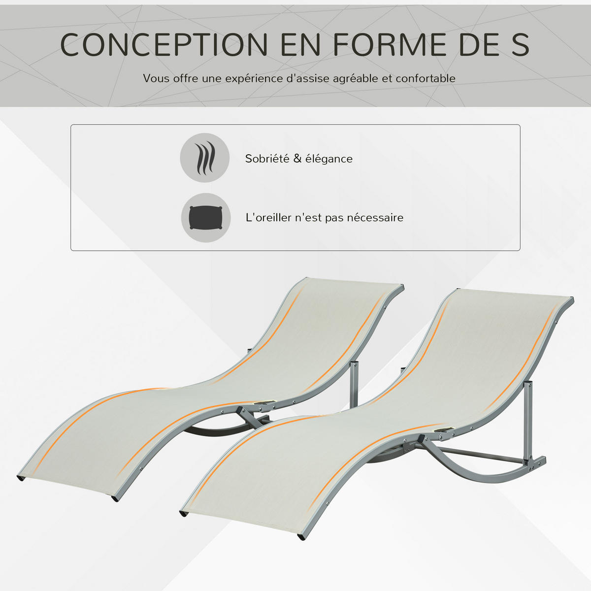 SONNENLIEGE 2er-Set DE-15632 klappbar Beige - Beige, Metall (61/63/165cm) - ComfortXL