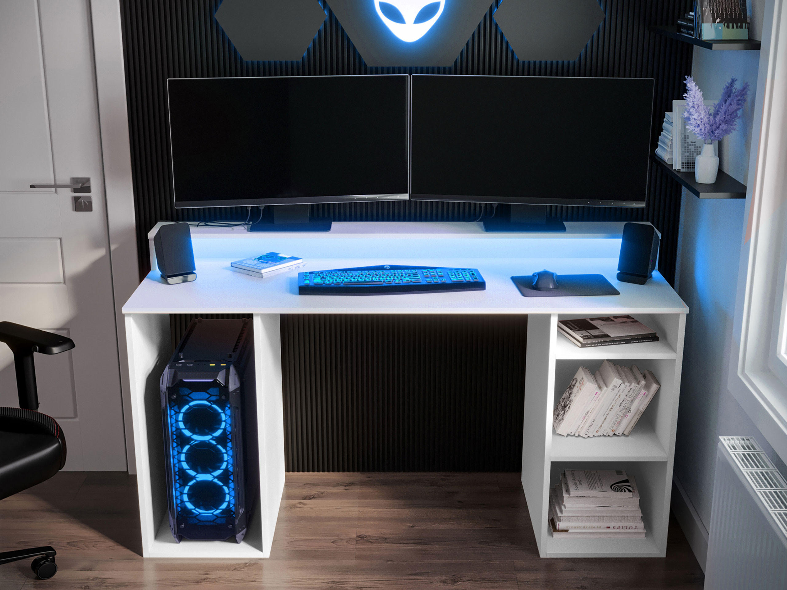 SCHREIBTISCH Gamer I - Weiß, Holzwerkstoff (48/138/90cm) - MIRJAN24