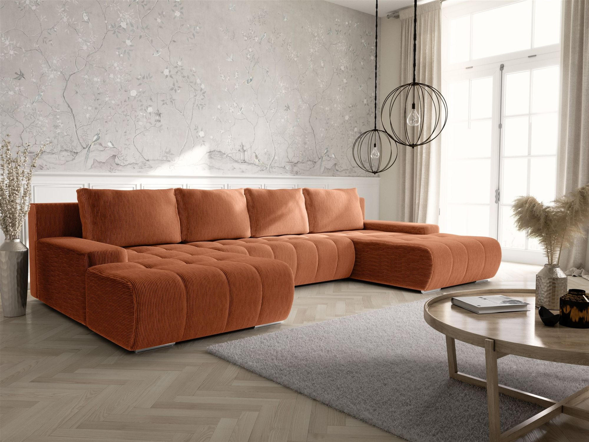 WOHNLANDSCHAFT Vogar In Poso - Rotbraun, Holzwerkstoff/Textil (350/85/185cm) - Fun Möbel