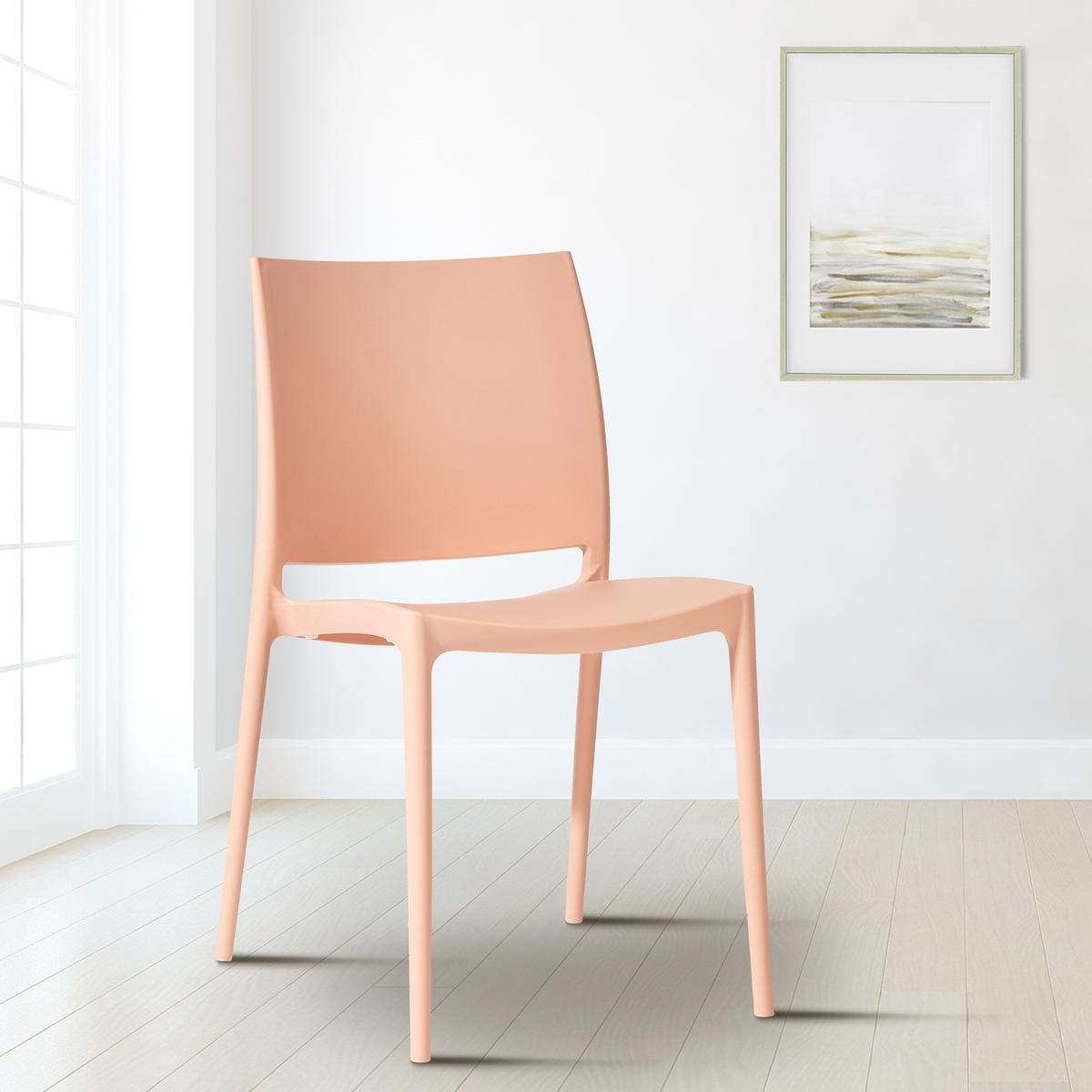 GARTENSTUHL 2er Set Kunststoff Pfirsich - Pink, Kunststoff (42/81/49cm) - CLP