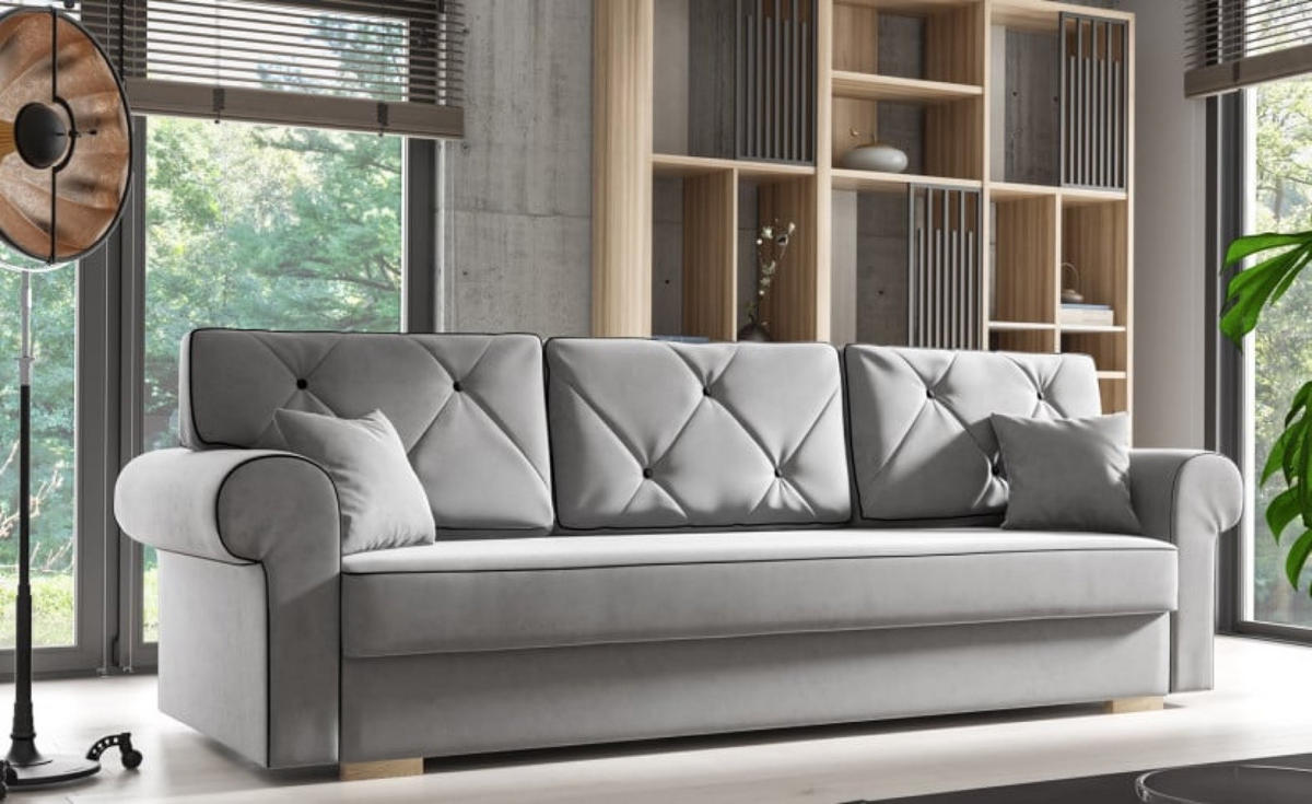 SITZSOFA Grau STAR Mit Bettkasten - Grau, Textil (237/90/85cm) - Sepro Meble