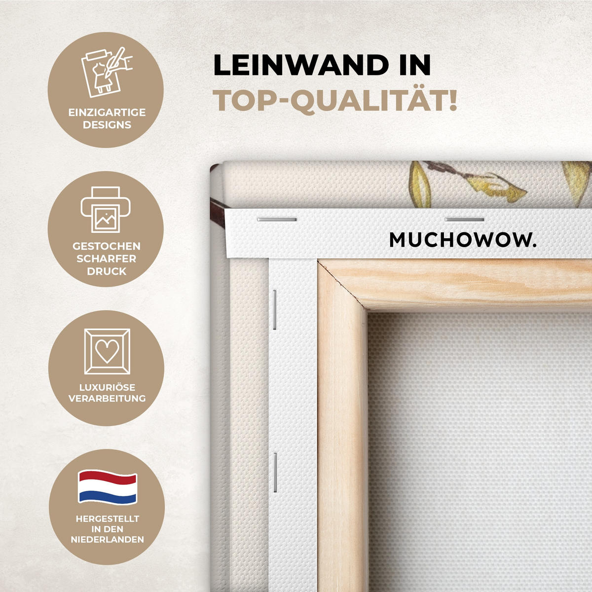 LEINWANDBILD Osterkuchen - Schleife - Eier Wandbild Wohnzimmer 60x80 cm - Creme, Textil (60/80cm) - MuchoWow