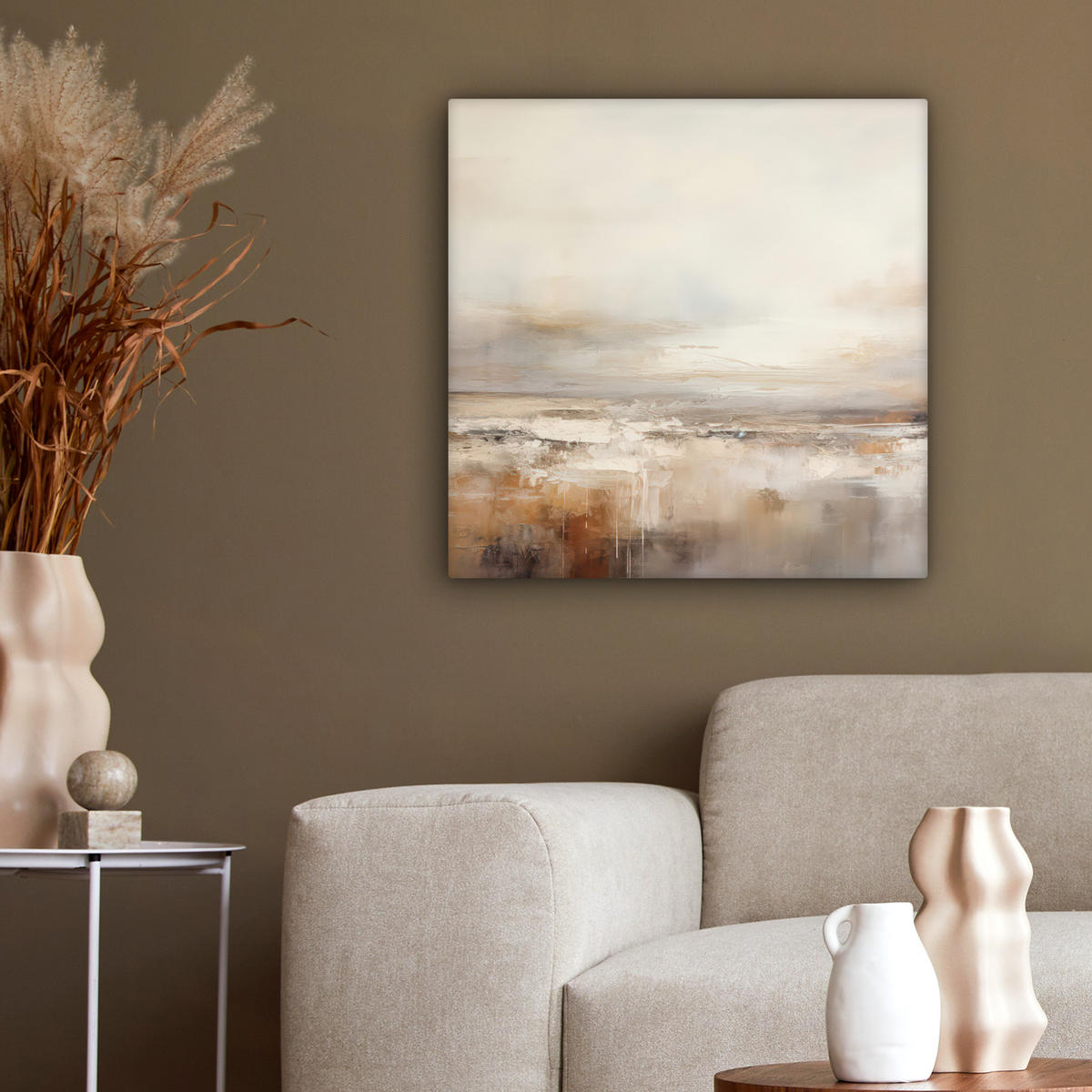 LEINWANDBILD - Kunst - Industriell - Grau - Braun - Abstrakt - 50x50 - Room Decor - Sandfarben, Textil (50/50cm) - MuchoWow