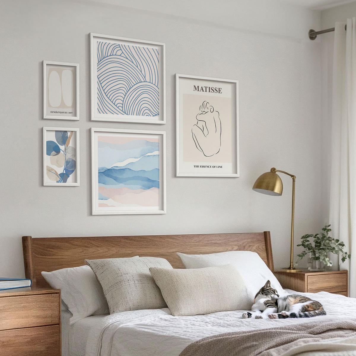 BILDER SET 5er Set - 50x50 cm & 20x30 cm & 40x60 cm Weißer Rahmen - Matisses abstrakte Formen - Weiß, Kunststoff (40/60cm) - TULUP