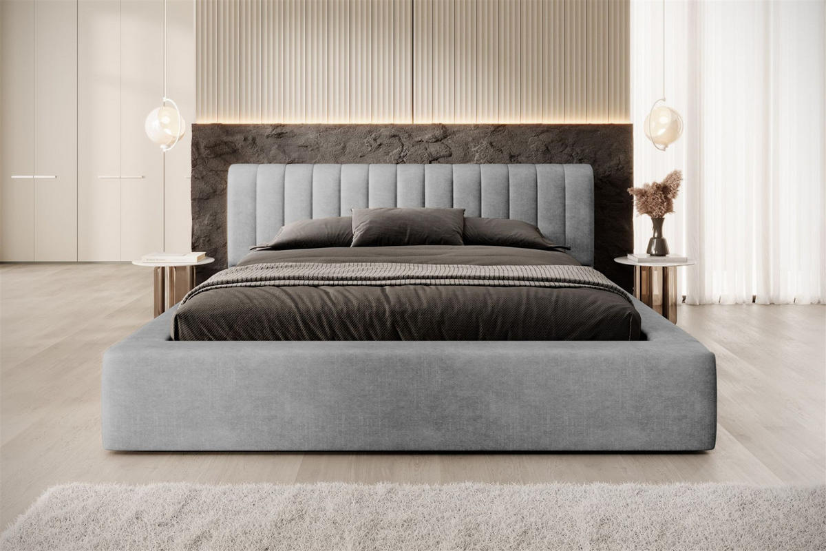POLSTERBETT Peoria In Macau - Grau, Holzwerkstoff/Textil (140/200cm) - Fun Möbel