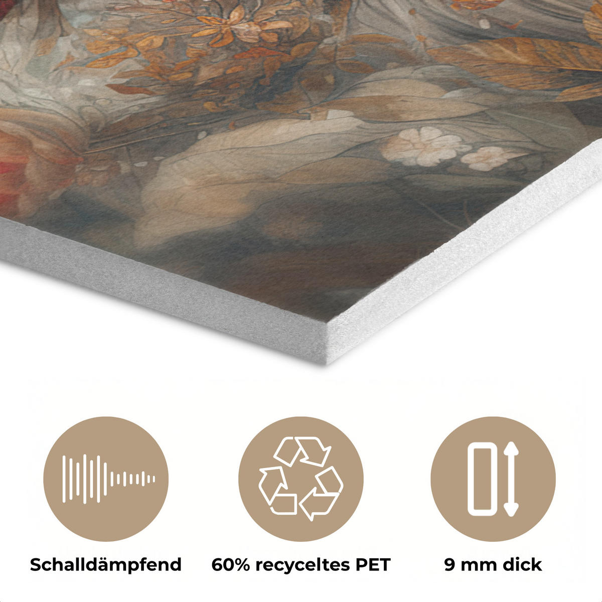AKUSTIKBILD Löwe - Wildtiere - Pflanzen - Natur - Blumen Akustikpaneele 90x60 cm - Beige, Kunststoff (90/60/0.9cm) - MuchoWow