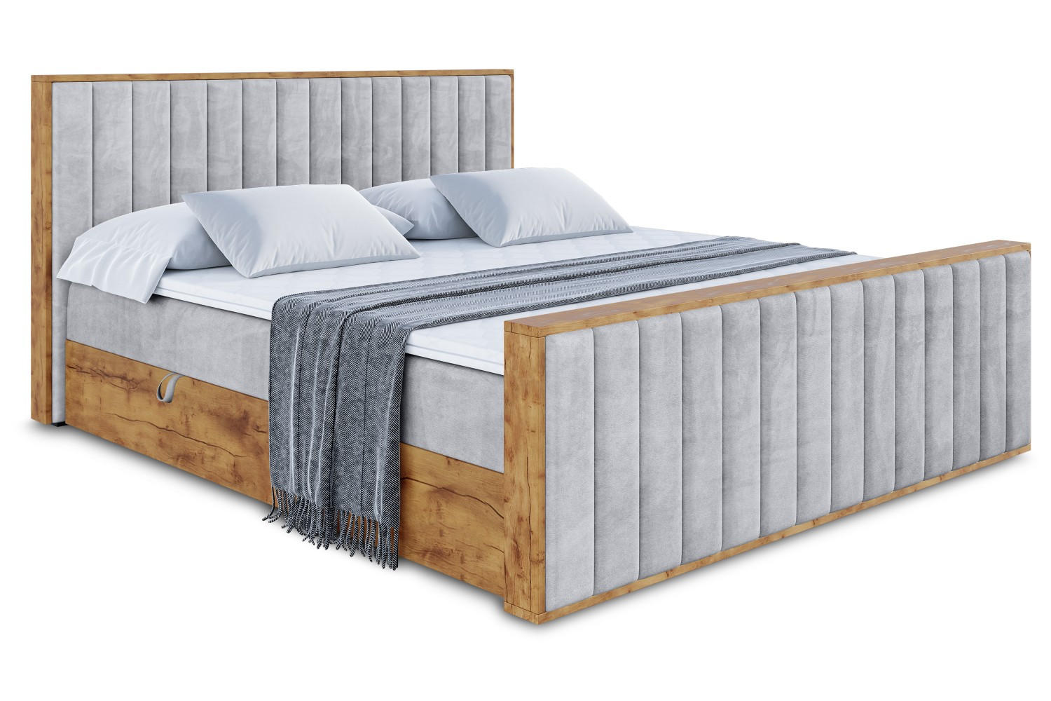 BOXBETT mit Matratze H4 und Lattenrost - LOLLI4-Z - 180x200 - Grau Monolith - Grau, Holzwerkstoff (180/200cm) - ALTDECOR