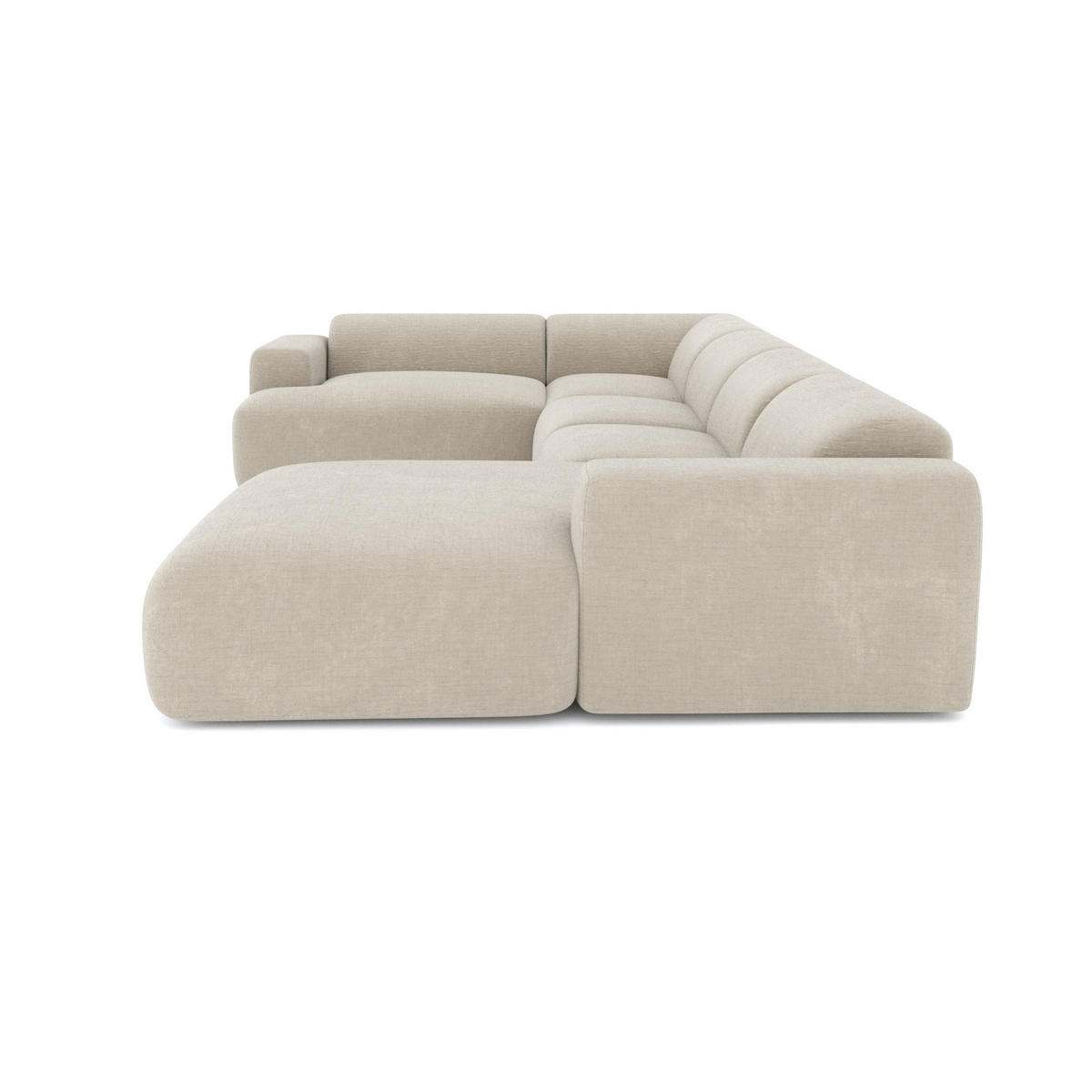 WOHNLANDSCHAFT Texturierter Samt Beige 354cm - Beige, Textil (354/73/164cm) - Sia Home