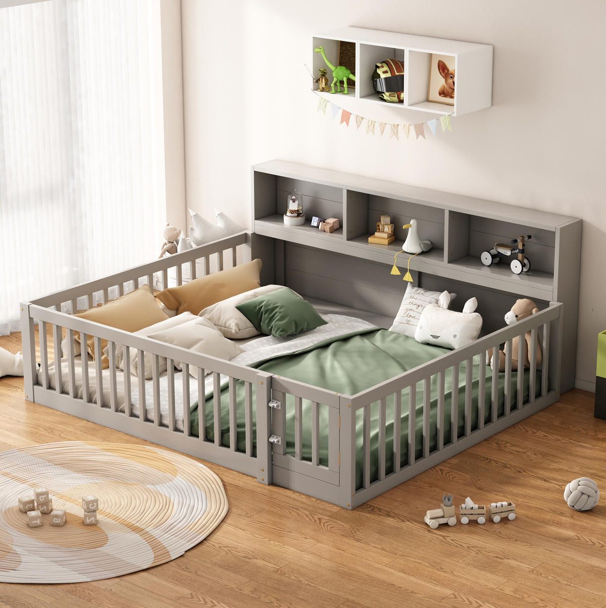 DAYBETT 140/200 cm, Grau mit Staufach und Lattenrost - Grau, Holzwerkstoff (140/200cm) - MIVRAY