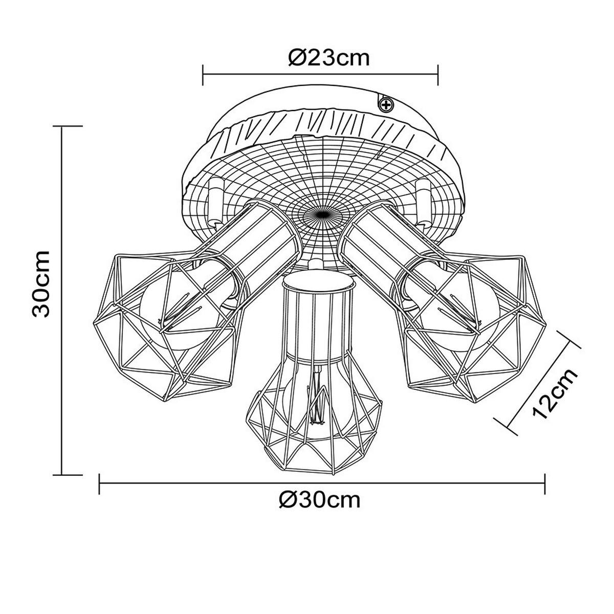 DECKENLEUCHTE Metall Schwarz Holzoptik - Schwarz, Metall (30/30/30cm) - Globo Lighting