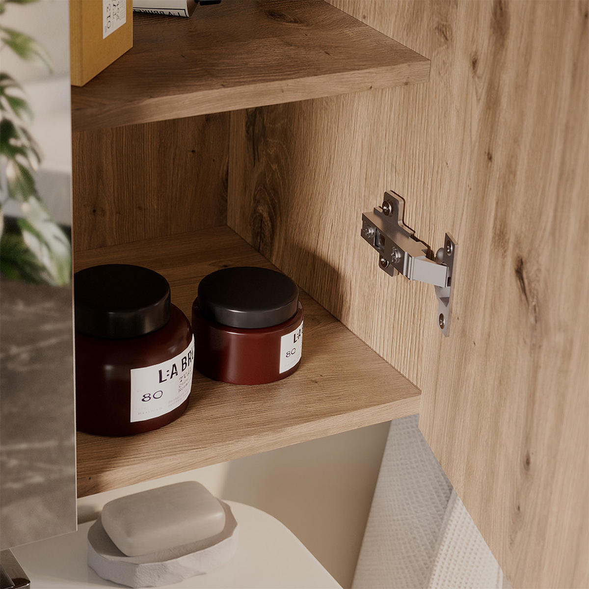 SPIEGELSCHRANK Takumi Artisan 60 x 70 cm mit 3 geschlossenen Ablagefächern - Hellgrau, Holzwerkstoff (60/70/20cm) - Vicco