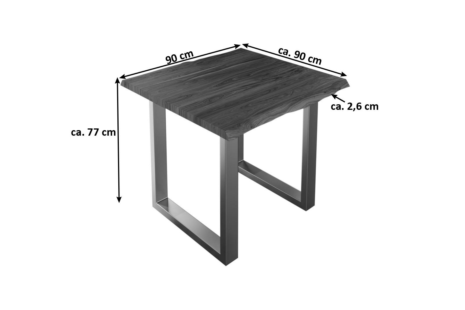 ESSTISCH LAUREN - Silberfarben/Nussbaumfarben, Holz/Metall (90/90/77cm) - SAM