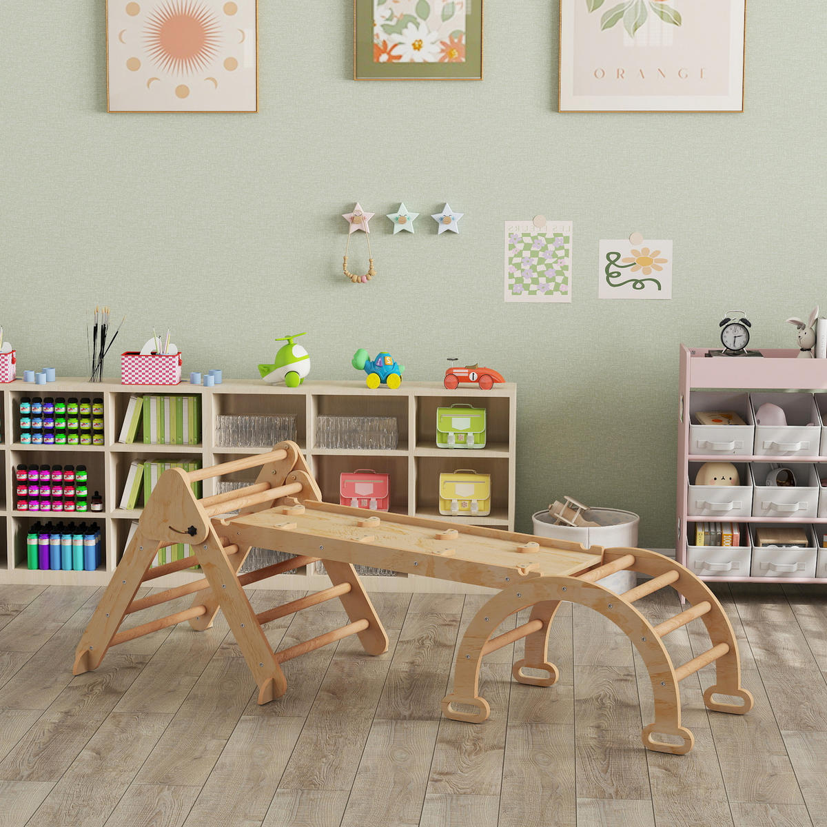 KLETTERGERÜST 7-in-1 DE-09861 Holz - Naturfarben, Holz (70/59/188cm) - ComfortXL