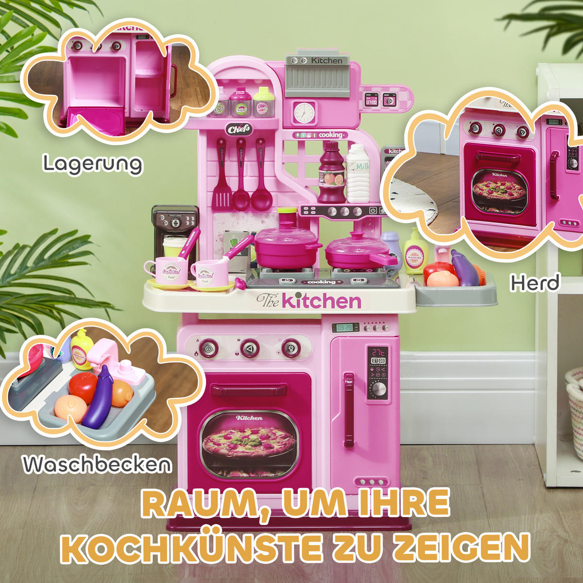 KINDERKÜCHE - Rosa, Kunststoff (53/22/69cm) - AIYAPLAY