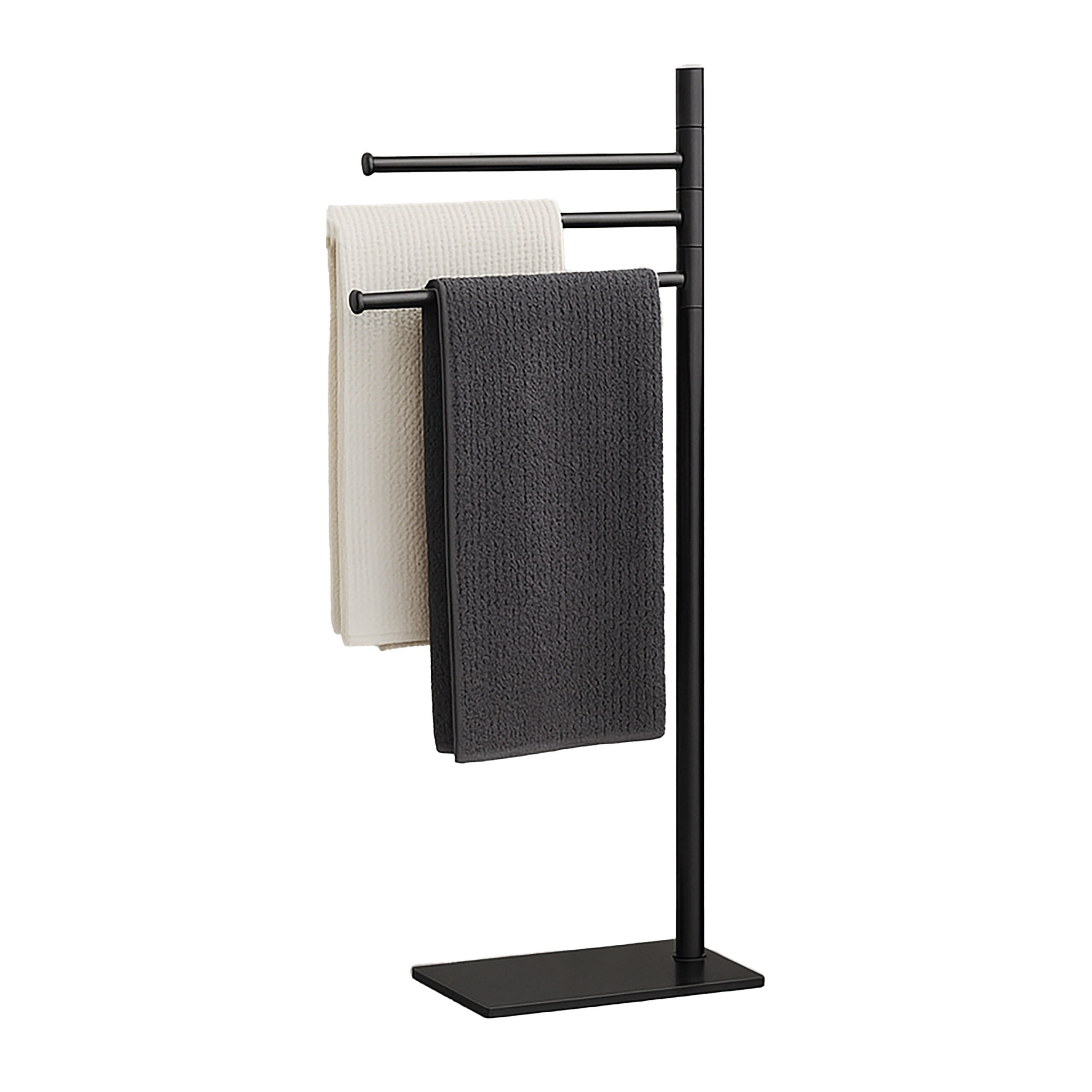 HANDTUCHSTÄNDER - Schwarz, Textil/Metall (33.5/83/14cm) - Relaxdays