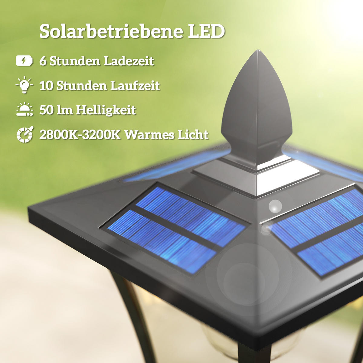 SOLÁRNÍ lampa ABS hliník černá - černá, plast (33/33/160cm) - Outsunny