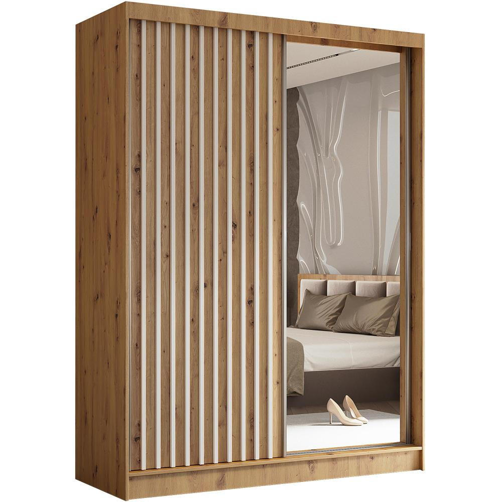 SCHWEBETÜRENSCHRANK Helix 160/216/61 eiche artisan+weiß mit Schubladeneinsätze - Eiche Artisan/Weiß, Holzwerkstoff (160/216/61cm) - Beautysofa