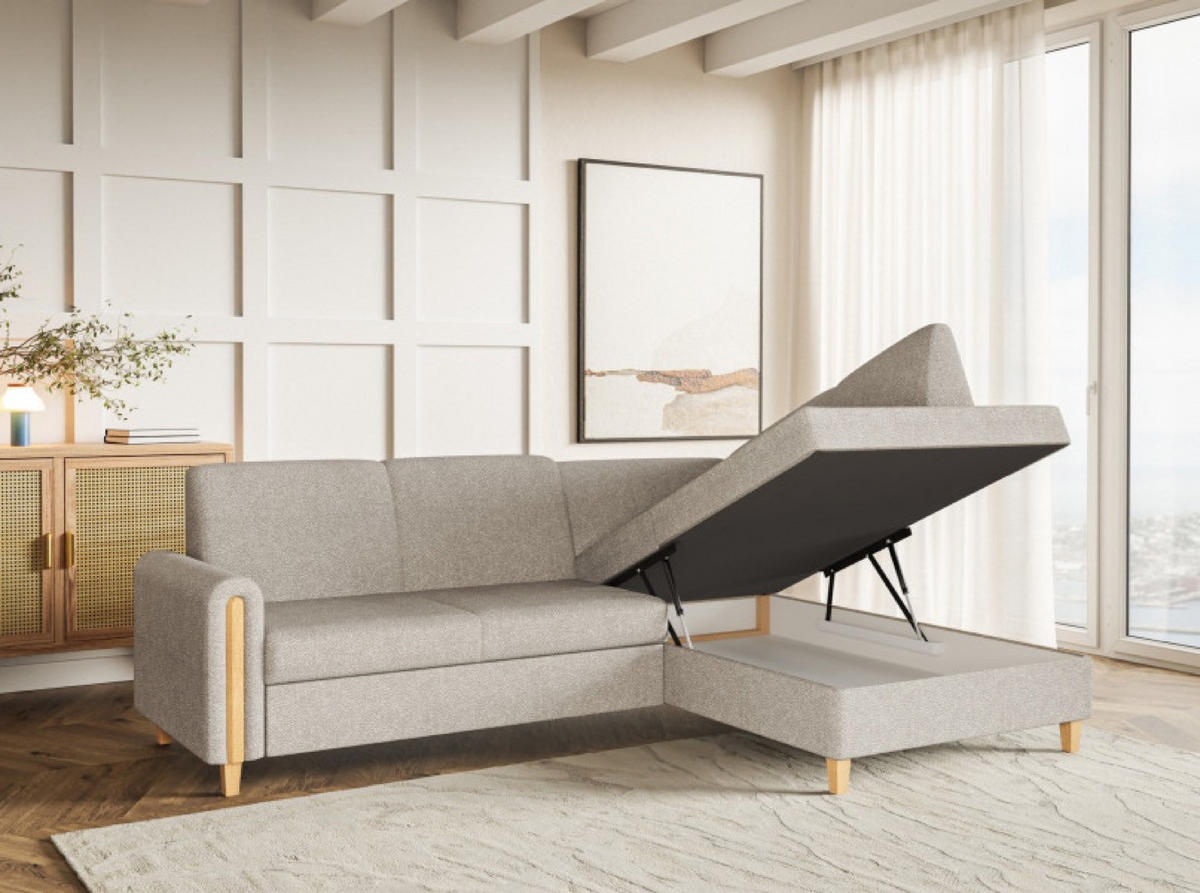 ECKSOFA Beige FLORA Stoff Bubble Rechts - Beige, Textil (236/172cm) - Sepro Meble