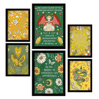 POSTER Set Mit 6 Drucken Von I'M Free In Brilliant Groovy Style Collection Dekorative Rahmen Für Ihr Zuhause Wandkunstdruck A3 & A4 Schwarzer Rahmen - Schwarz, Papier (29/3cm) - Nacnic