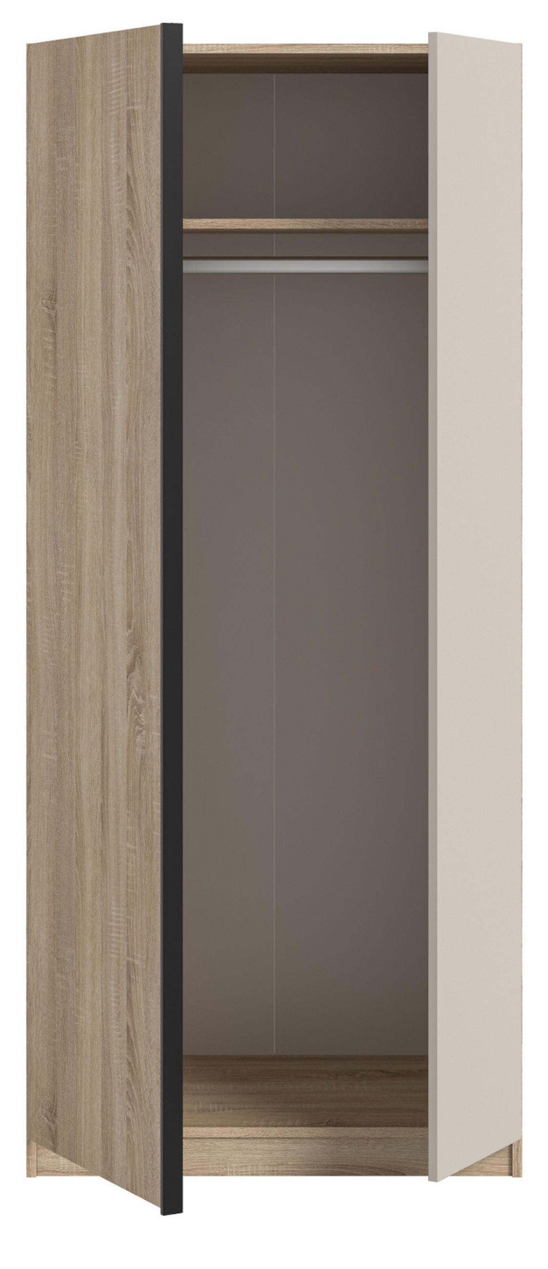 KLEIDERSCHRANK Eiche Sonoma, Kaschmir 2-türig 80 x 183 cm, Drehtürenschrank inklusive Einlegeböden - Kaschmir/Eichefarben, Holzwerkstoff/Kunststoff (80/183/53cm) - Inn.Furn